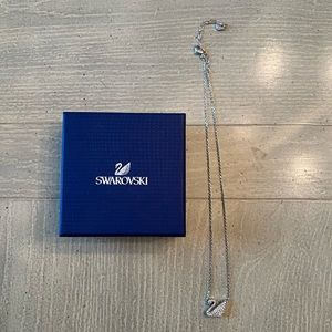 SWAROVSKI SWAN Necklace, White, Rhodium Finish